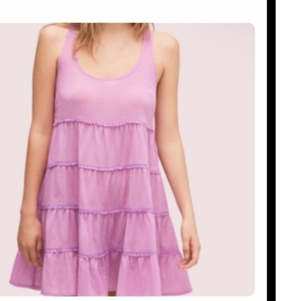 Kate Spade New York Tiered Gauze Tank Top Purple Pink Babydoll Swing Blouse L